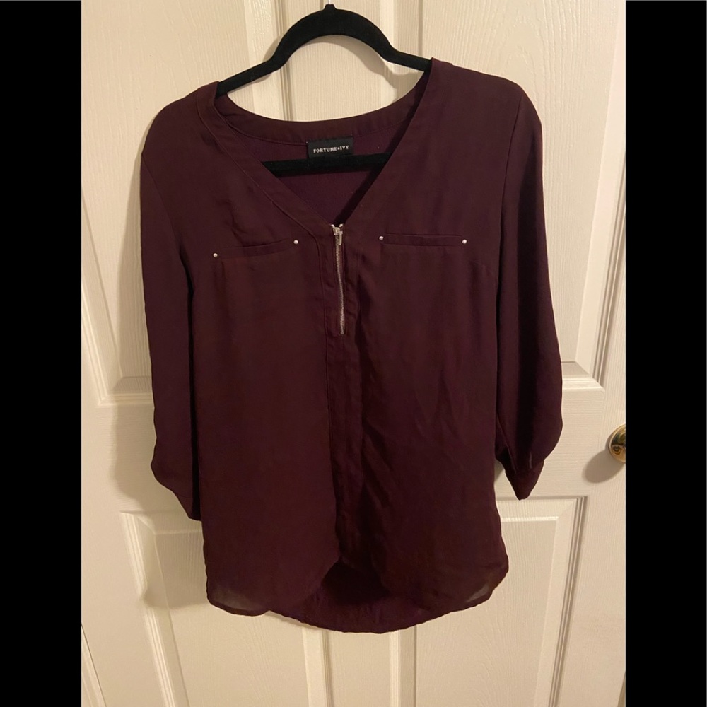 Fortune + Ivy maroon zipper blouse